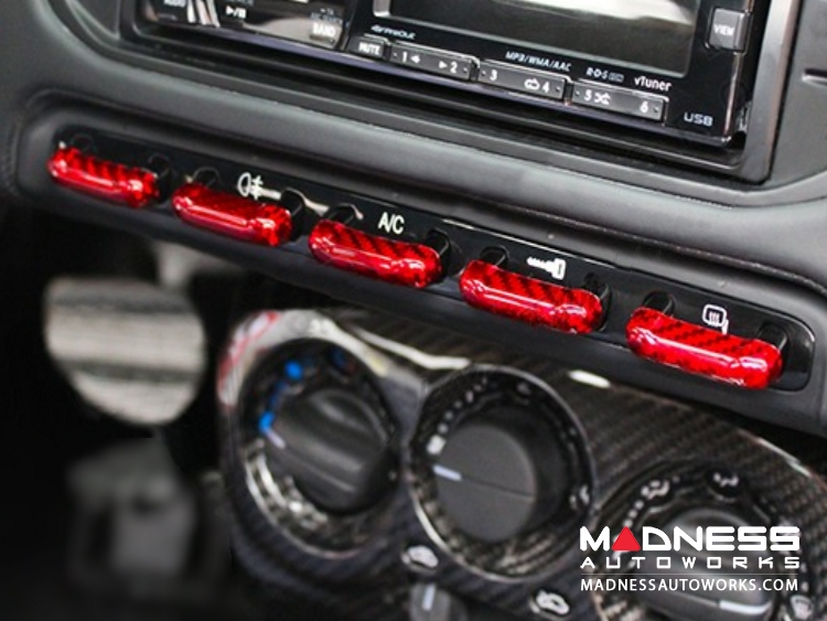 Alfa Romeo 4C Center Console Switch Bank Trim Set - Carbon Fiber - Red Candy